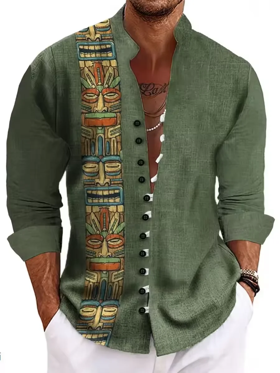 11 new colors of men's fashionable long-sleeve casual street style summer comfortable Hawaiian linen shirts with fast delivery