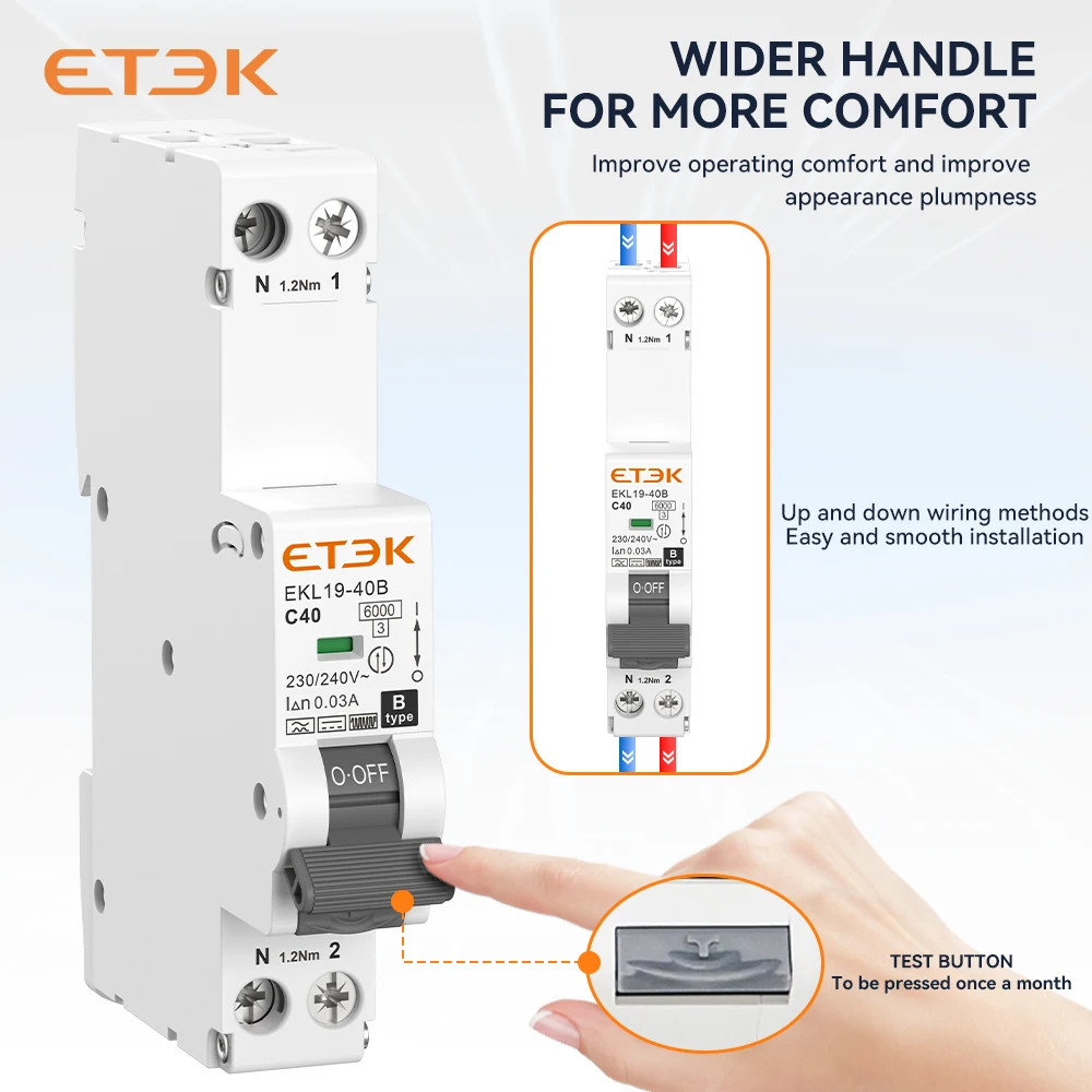 B Residual L19-40 6 KA 1 Main Contact + N 40 A Curve 30 MA Class Type
