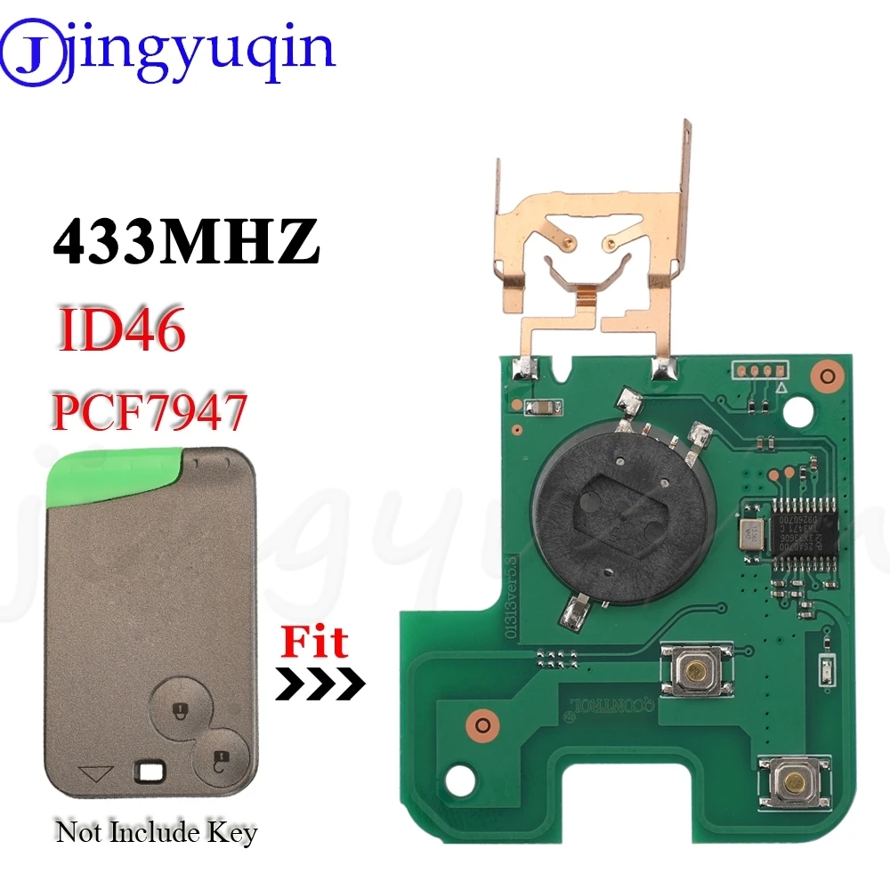 

jingyuqin Remote Smart Auto Key Card Electronic Circuit Board 433Mhz ID46 PCF7947 Chip For Renault Laguna Espace Vel-Satis