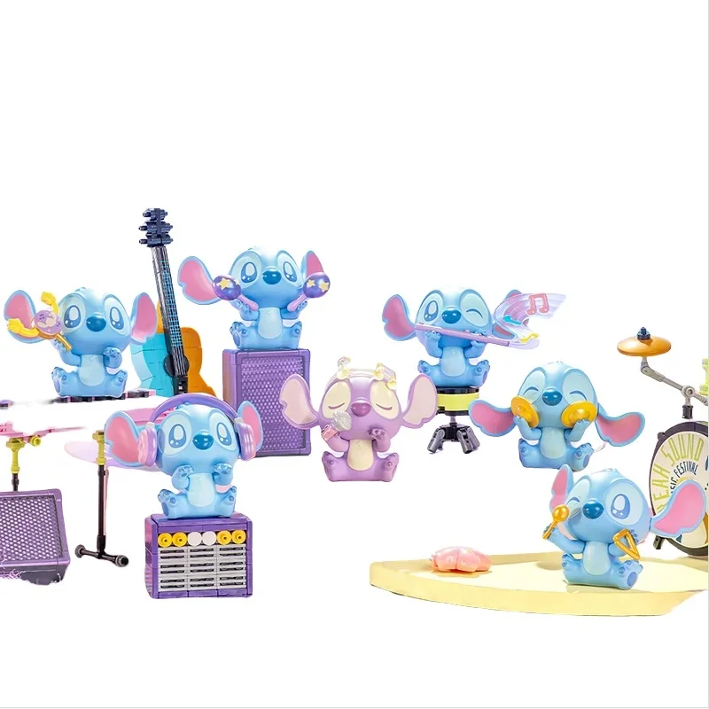 

Authentic Stitch Knock Music Blind Box Desktop Ornament Trendy Play Holiday Gift Collection Decoration Cute Stress Relief Gift