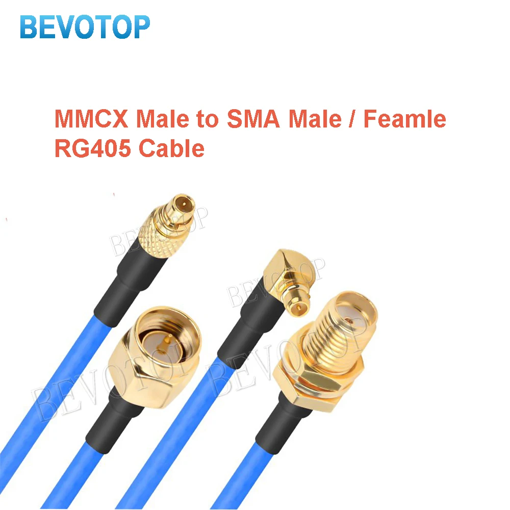1PCS RG405 Cable High Frequency Test SMA Male Female to MMCX Male Straight/Right Angle Plug with 086 Pigtail 50Ω