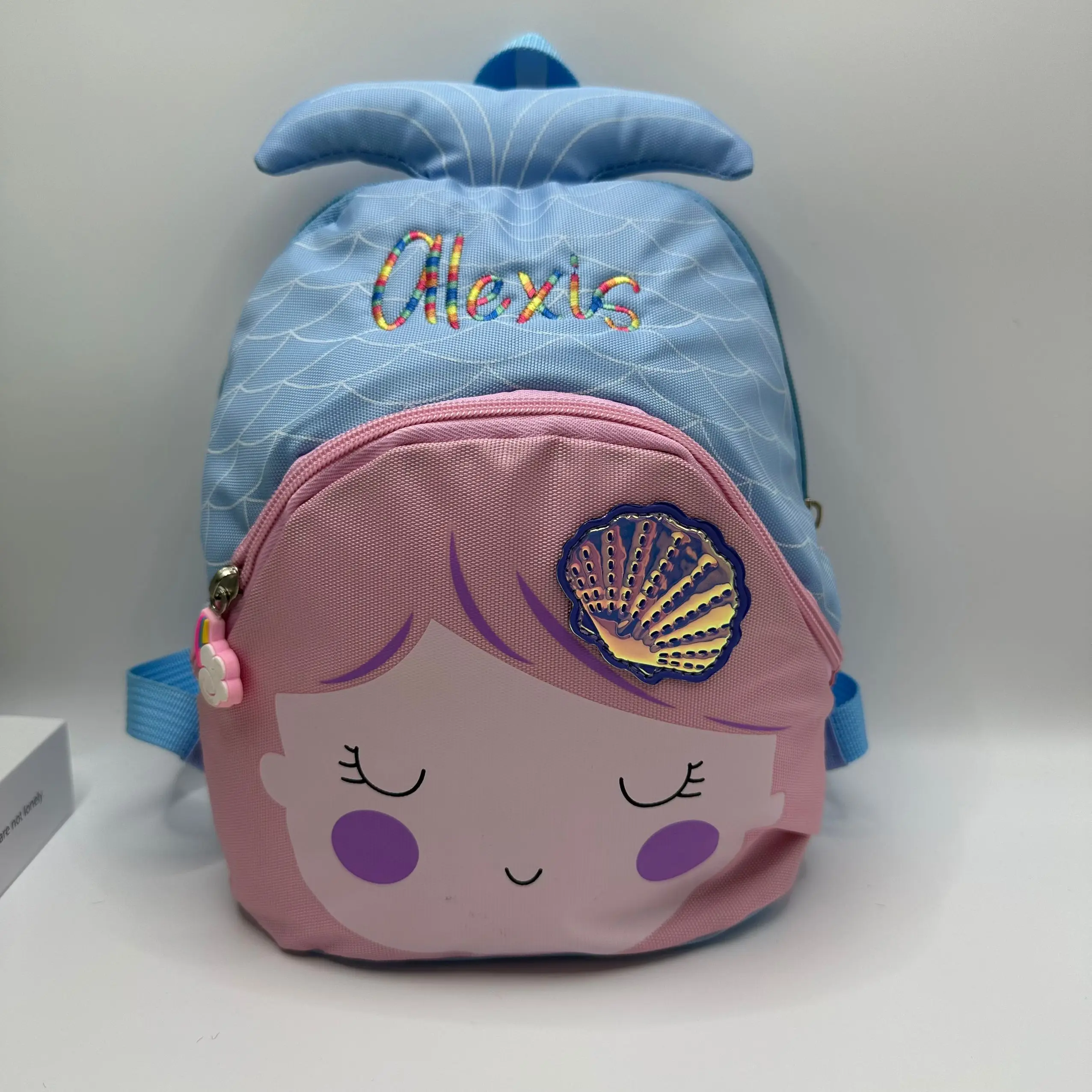 Colored Personalized Children\'s Bag Nylon Cartoon Cute Mermaid Backpack Kindergarten Backpack Leisure Backpack