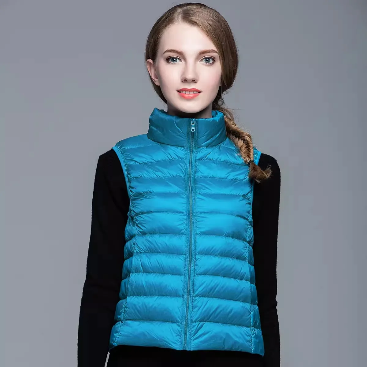 Autumn Ultra Lightweight Portable Tank Top Sleeveless Duck Down Coat Slim Fit Standing Collar Women's Down Vest Women's Coat
