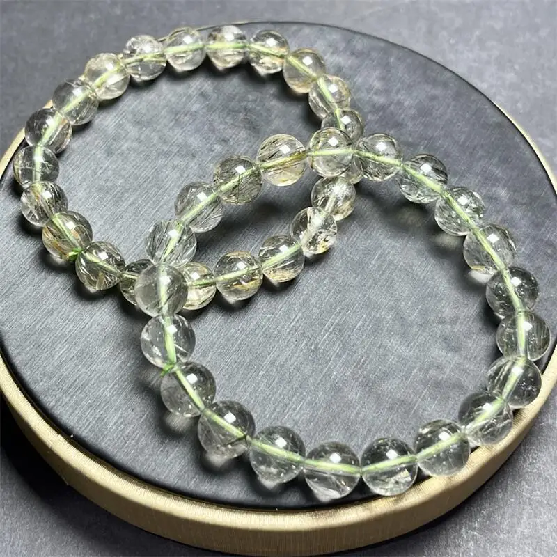 

Natural Tourmaline Rutilated Quartz Bracelet Women Fashion Round Stone Elegant Healing Strand Bangles Wristband Gift 1PCS 7/9MM