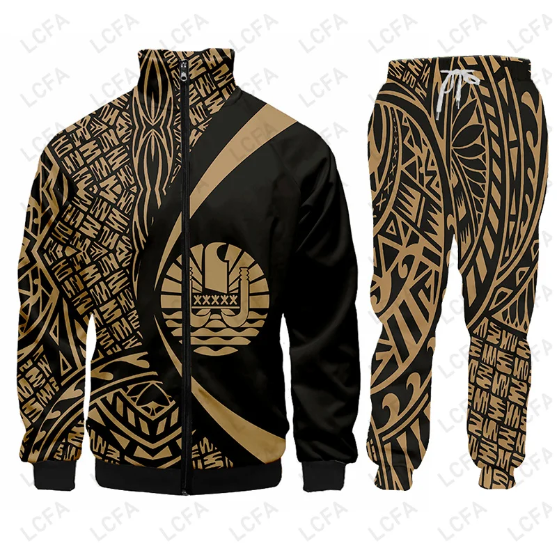 

Таити Полинезия Куртка 2-х предметный костюм Мужские толстовки Спортивный костюм Пуловеры на молнии Комплекты с длинными рукавами Мужские зимние комплекты брюк Повседневная Sudadera