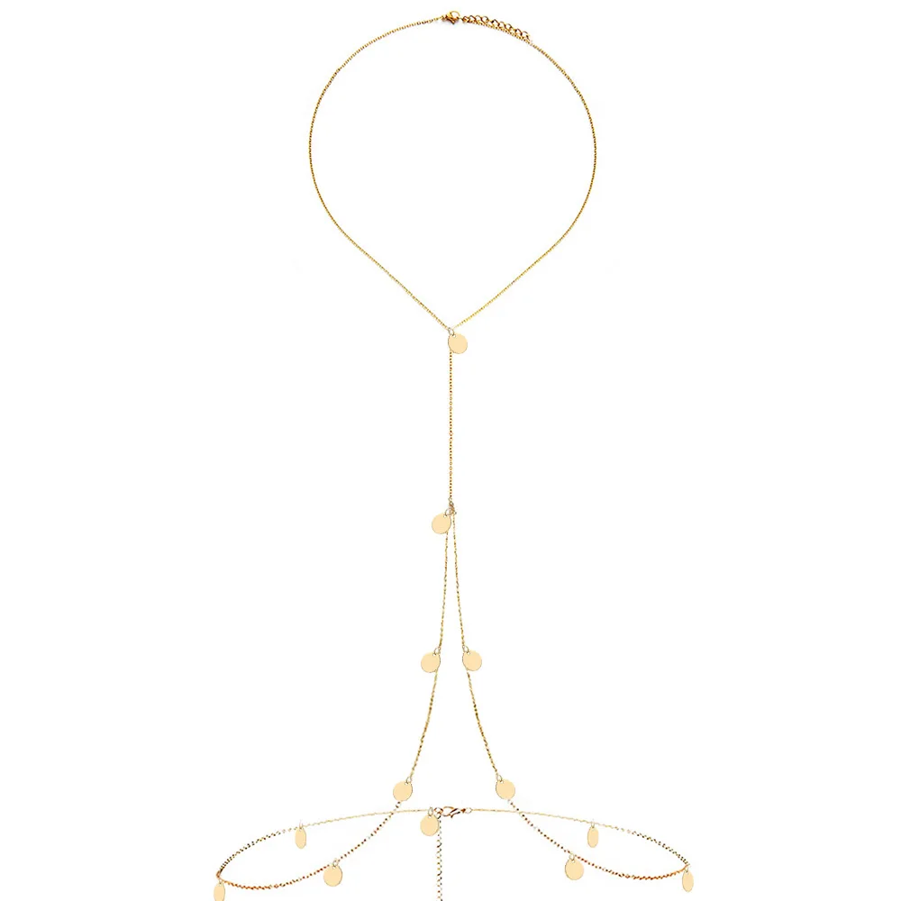 Simple Cross Chest Breast Belly Body Chain Necklace for Women Girls Wedding Sexy Sheet  Boho Body Jewelry Prom Party Deco Y024
