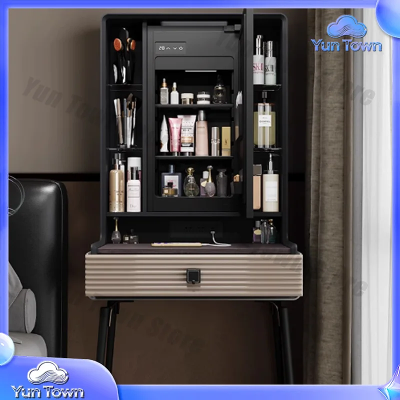Black Makeup Vanity Table Mirror Chair Modern Shelf Dressing Table Storage Bedroom Mesa De Maquillaje Lounge Suite Furniture