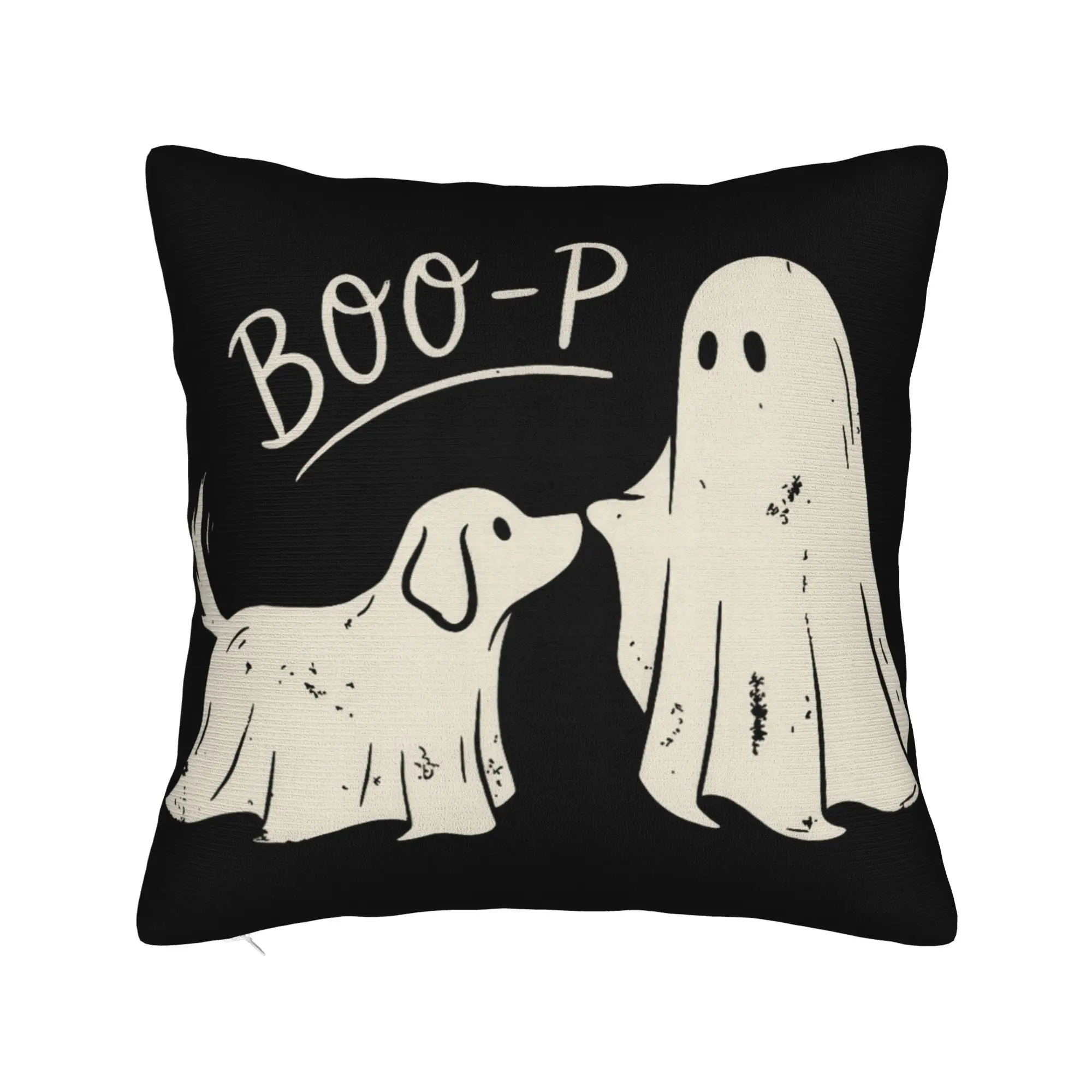 Boo P Ghost Dog Nose Boop Halloween Costume Animal Pillow Case  Soft Pillow Cover Retro Trendy Pillowcases For Living Room Sofa