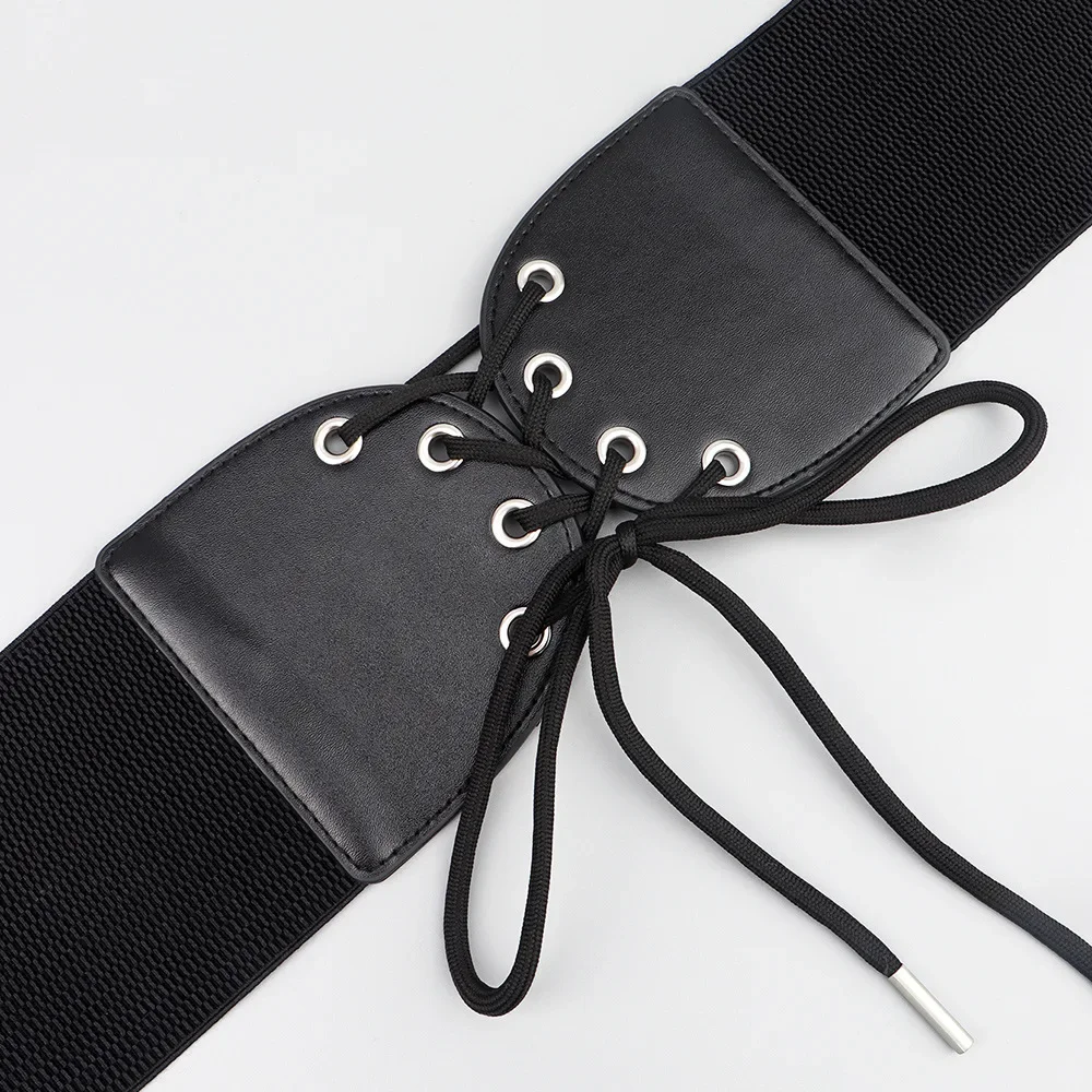 Wide Waistband Black Paired with Shirt Elastic Waist Belt Cummerbunds Women's Slimming Bow Waist Closure Apparel Accessories