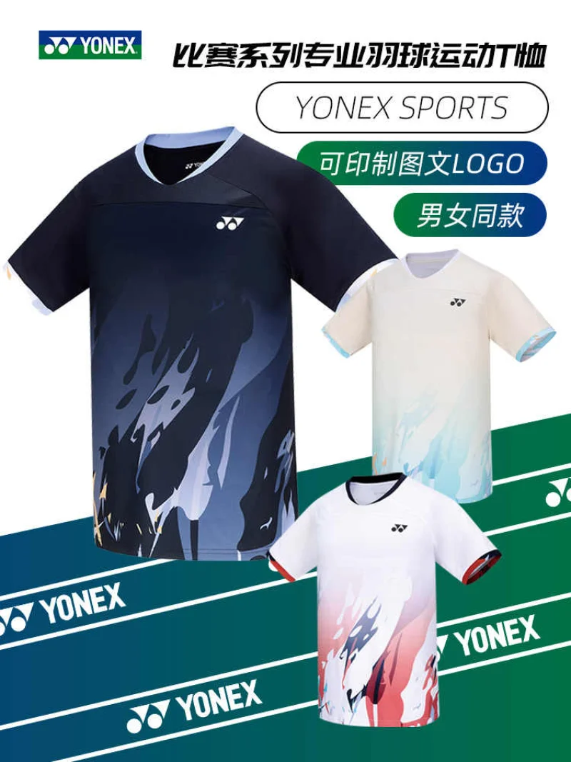 

Yonex 2024 New Badminton Tennis Suit Men's Sports T-shirt Short Sleeve Comfortable Breathable Sweat-absorbent Quick-drying