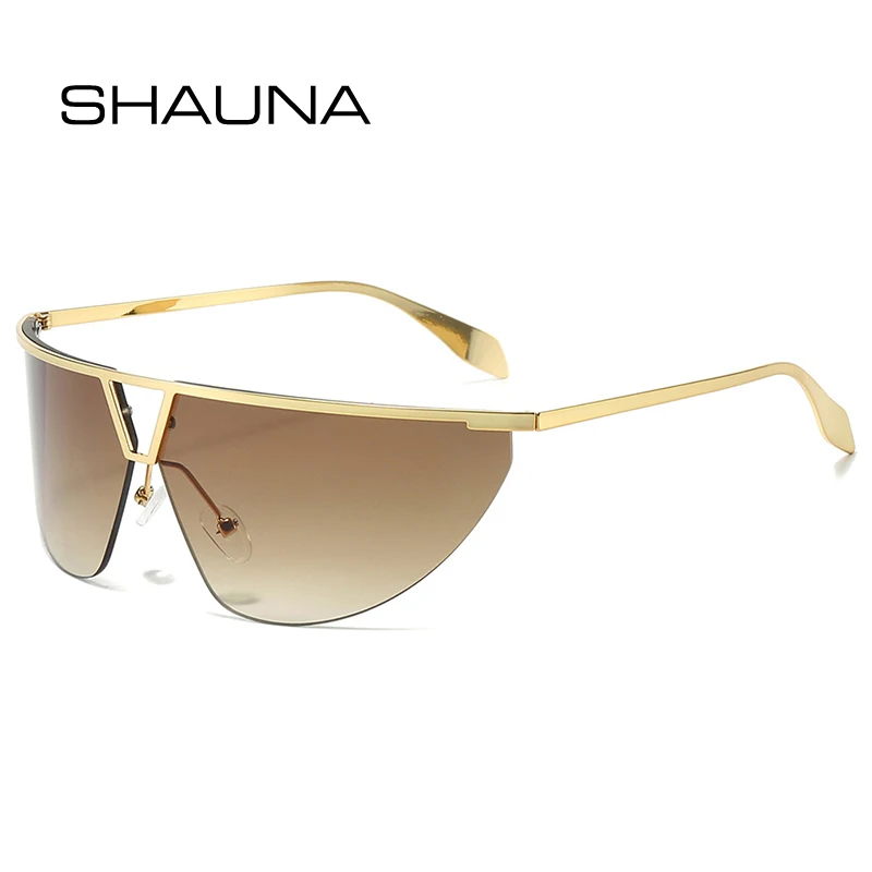 

SHAUNA Retro Oversized Cat Eye Women Sunglasses Fashion Rimless Gradient Mirror Shades UV400 Men Trending Sun Glasses