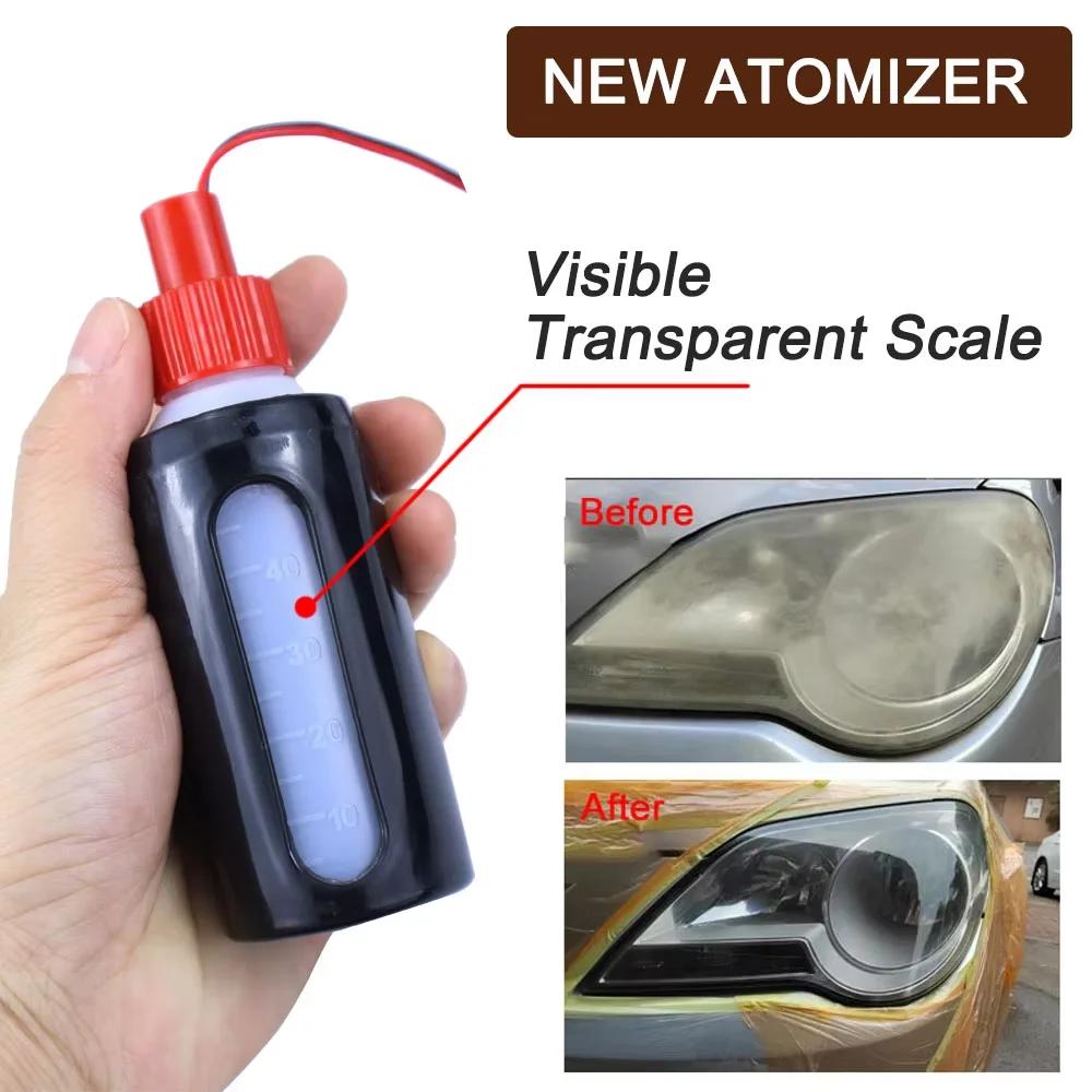 Car Lights Headlight Restoration Kit 100ML Liquid Polymer Clean Tool Car Headlight Polish Repair Renovation Kit Atomizing Tool