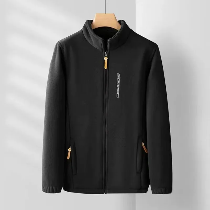 

New Autumn Winter Stand Collar Men's Jacket Casual Zipper Closure Fashion Leisure Coat Solid Color Warmth Men Clothing