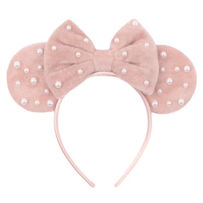 Garden Decoration Baby Velvet Mickey Ears Birthday Dress Up Hair Hoop Sparkle Bow Mickey Hair Accessories