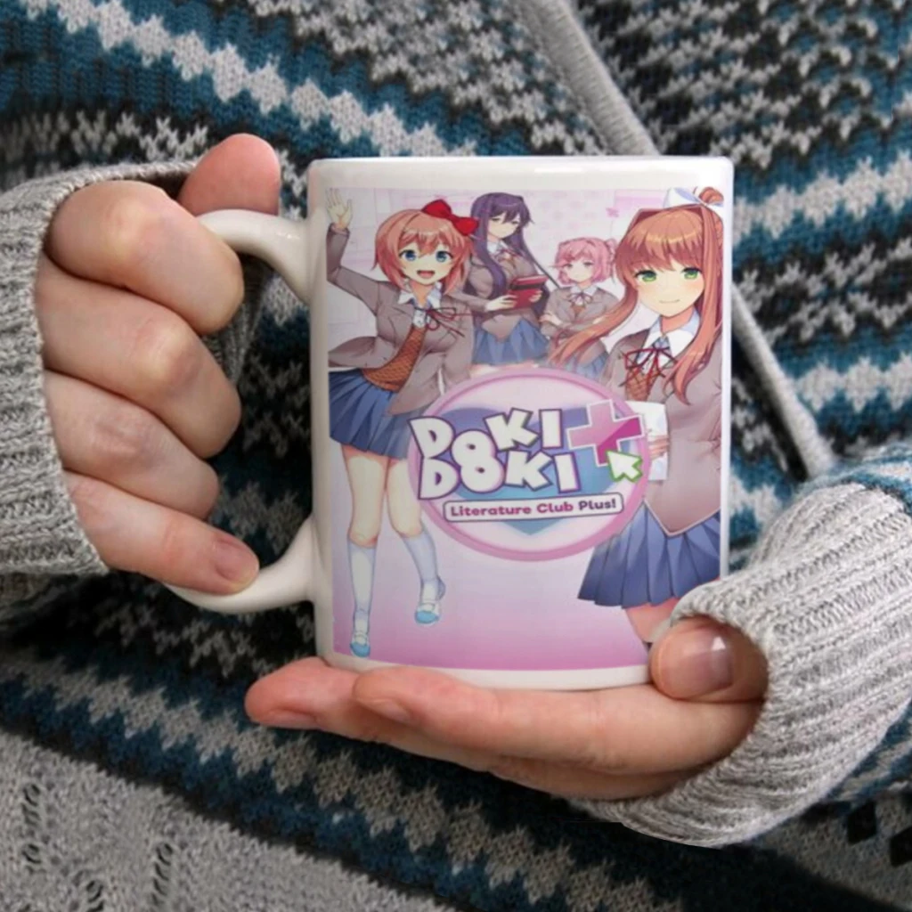 DDLC D-Doki L-Literature Ceramic Mug Cute Coffee Tea Milk Stave Mugs And Cups with Handle Novelty Gifts