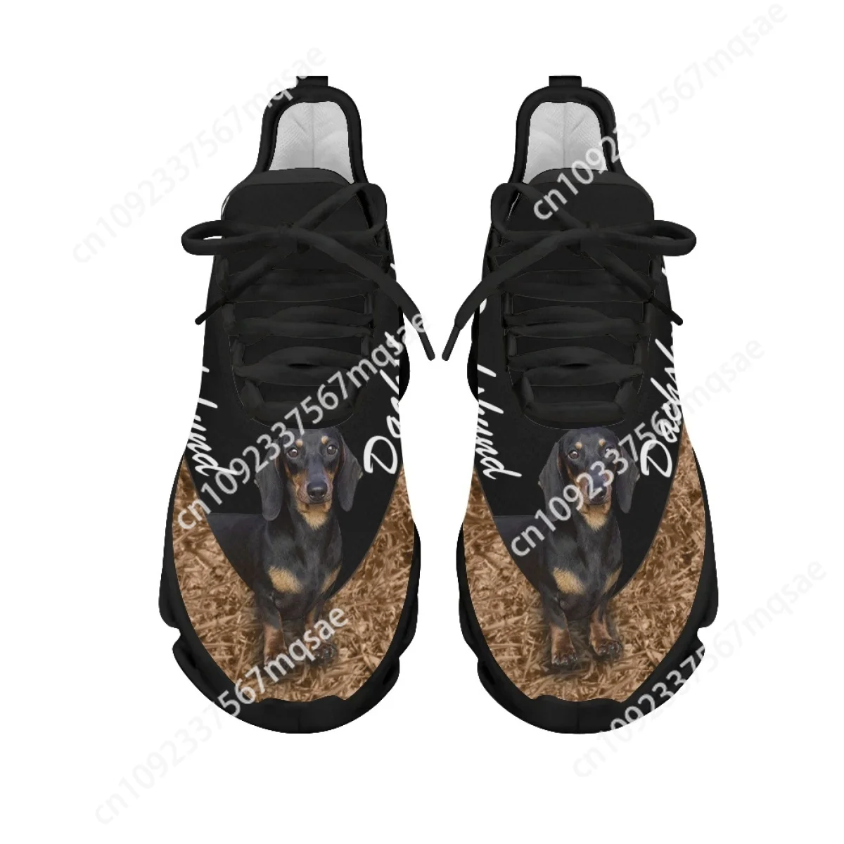 Custom Fashion Dachshund Dog Design Mesh Sneakers for Women Lightweight Lace-up Platform Shoes Comfort Tennis Shoes Zapatos