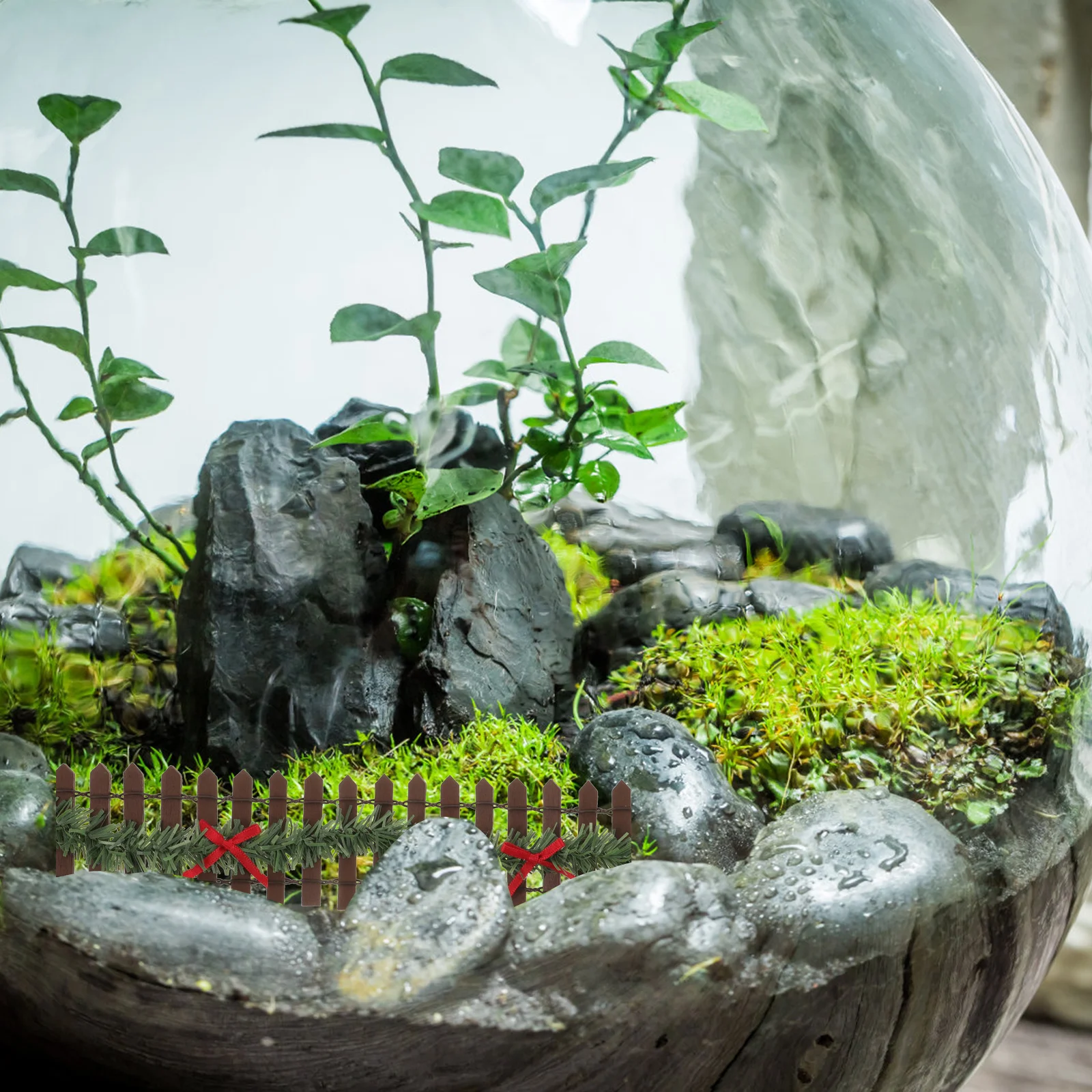 Drewniany miniaturowy płotek do ogrodu, mikro krajobrazu, dekoracja świąteczna, mały płotek, mini materiały rzemieślnicze, ozdoba krajobrazu.