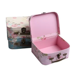 Suitcase Shaped Packing Paper Box, Portable storage Gift Box for Christmas, Wedding, Baby Shower, Birthday Party, 3 Pcs Set