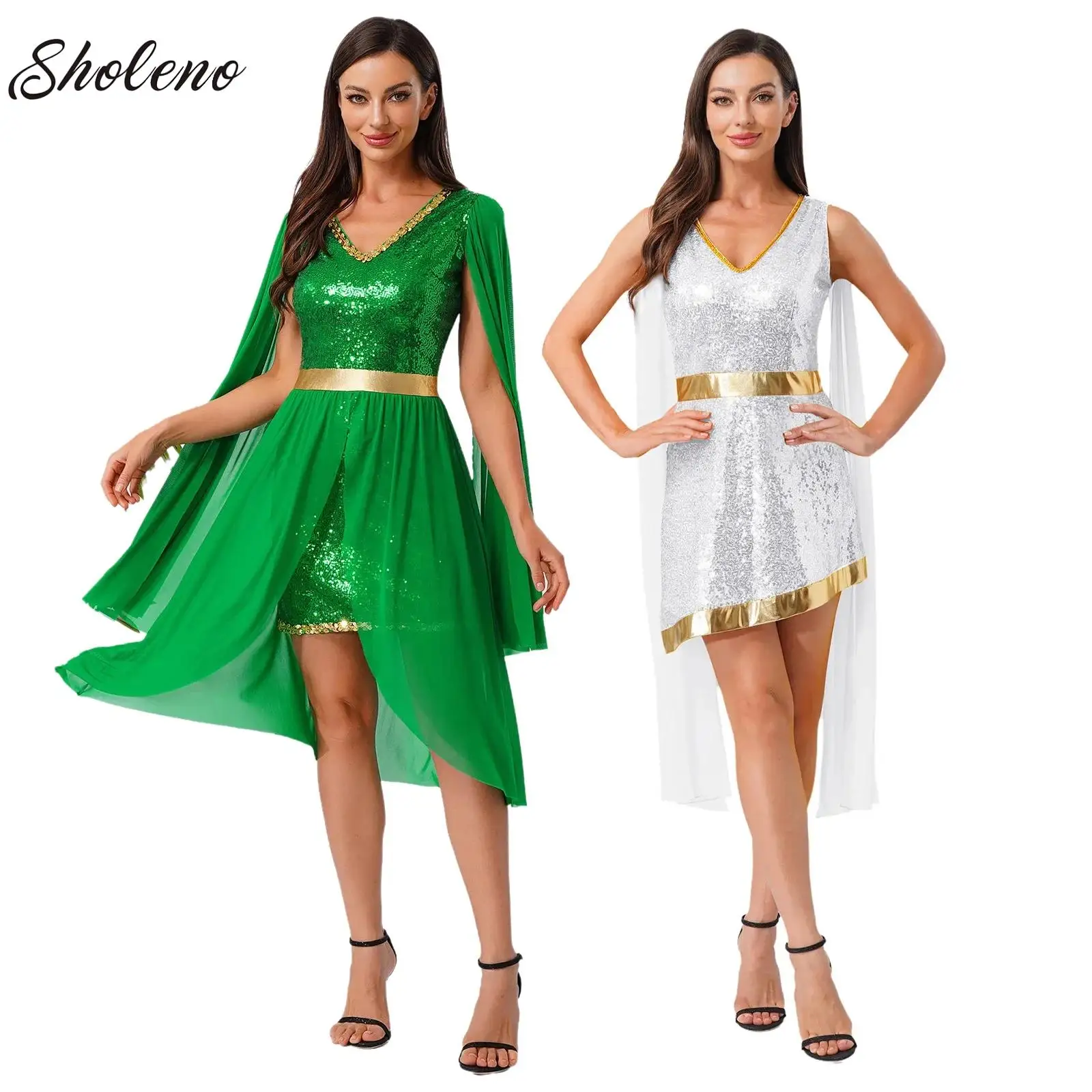 

Womens Ancient Greek Glorious Toga Goddesses Costumes Halloween Princess Fairy Cosplay Dress for Party Photography Masquerade