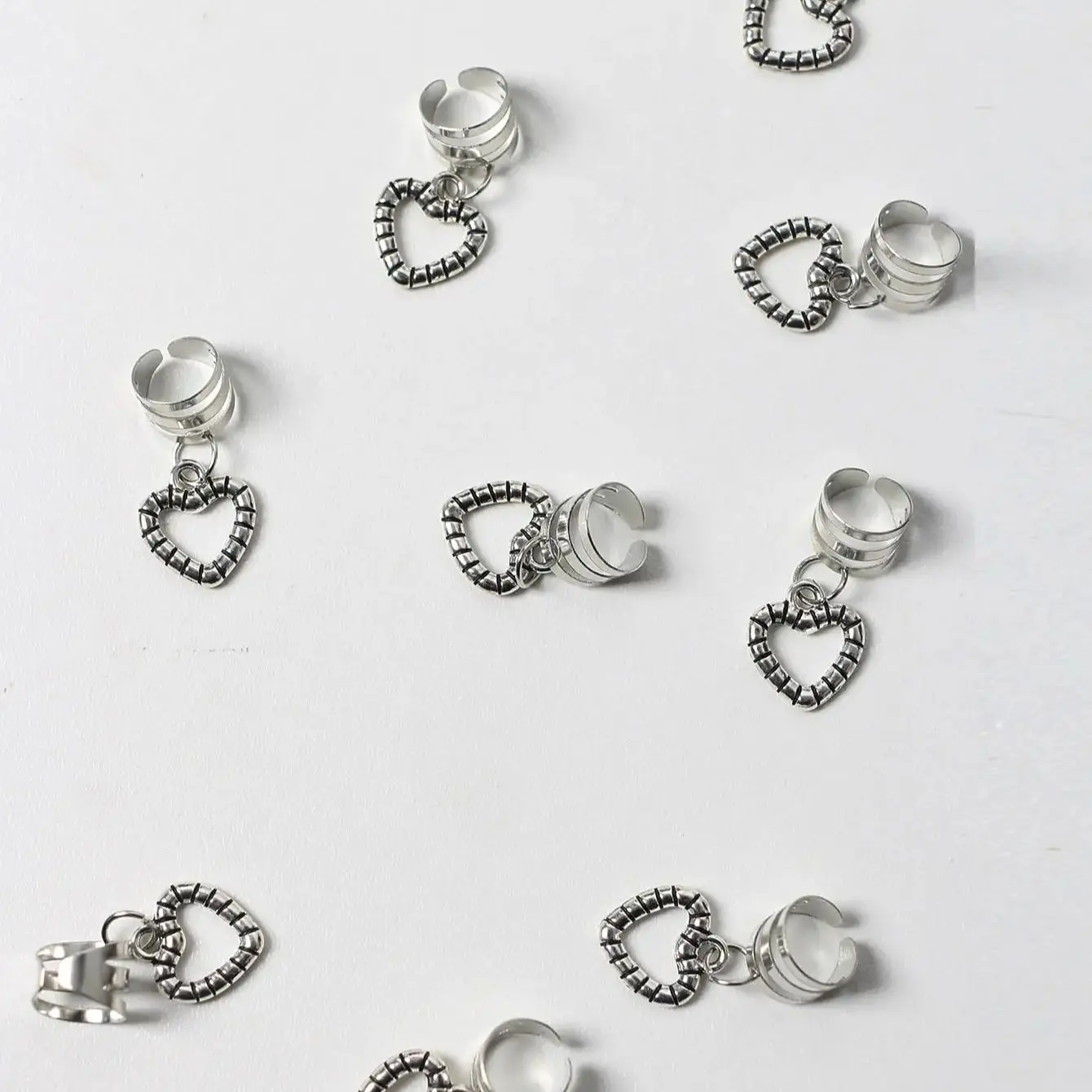 Clearance_10pcs Hollow Out Heart Dreadlocks Beads Hair Braid Rings Clips Dread Locks Hair Braiding Cuffs Decoration/Accessories_ image 3