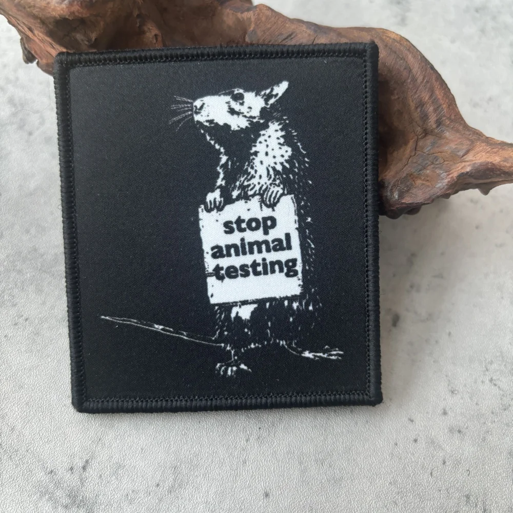 

Punk Stop Animal Testing Tactical Patch Rat Animal Rights Print Hook&Loop Emblem Military Morale Badge Armband Backpack Stickers
