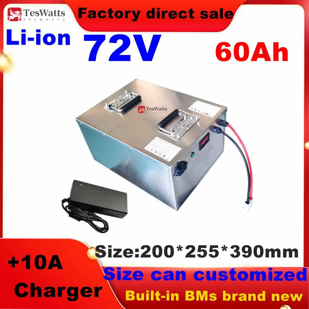 lithium 72V 60Ah lifepo4 battery BMS 24S for 8000W 3500W bicycle bike scooter Motorbike Motorcycle + 10A charger