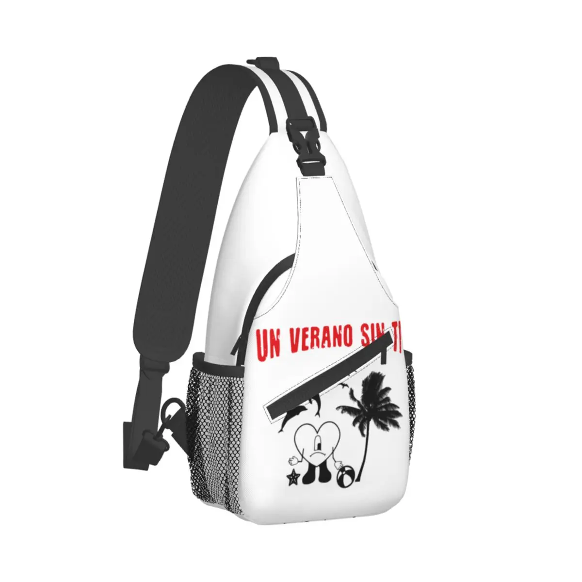 Bad Bunny Crossbody Sling Bag, Mala de Peito Padrão Ruim Mochila de Ombro Música, Mochila para Caminhadas, Viagem, Ciclismo