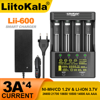 LiitoKala Lii-600 Battery Charger For Li-ion 3.7V and NiMH 1.2V Battery Suitable for 18650 26650 21700 26700 18500 AA AAA 12V 5A