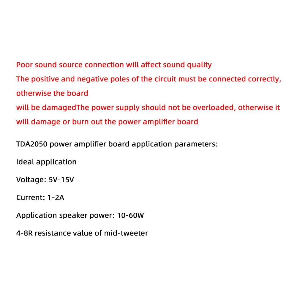 TDA2050 Mono Audio Power Amplifier Module 5W-120W 5V-24V 1 Audio Power Amplifier