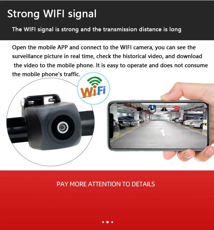 New Car Camera WIFI Signal Strong License Plate Frame Camera IP68 Cycle Save HD Starlight Night Vision Rearview Astern Image