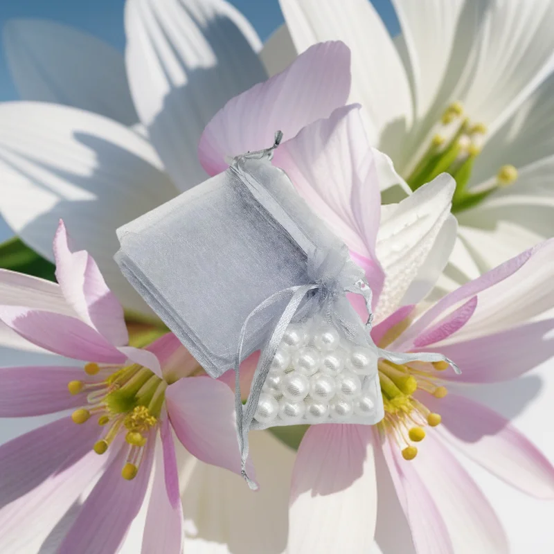 

1000pcs Gray Designer Organza Drawstring Bags Gift Pouch Wedding Party Favors Christmas Sachet Packaging Displays Wholesale