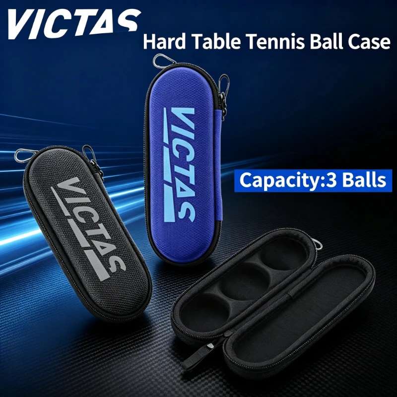 VICTAS Original Table Tennis Ball Case Capacity 3 PingPong Ball Storage Box Hard Anti-pressure for Easy Carry and Daily Training