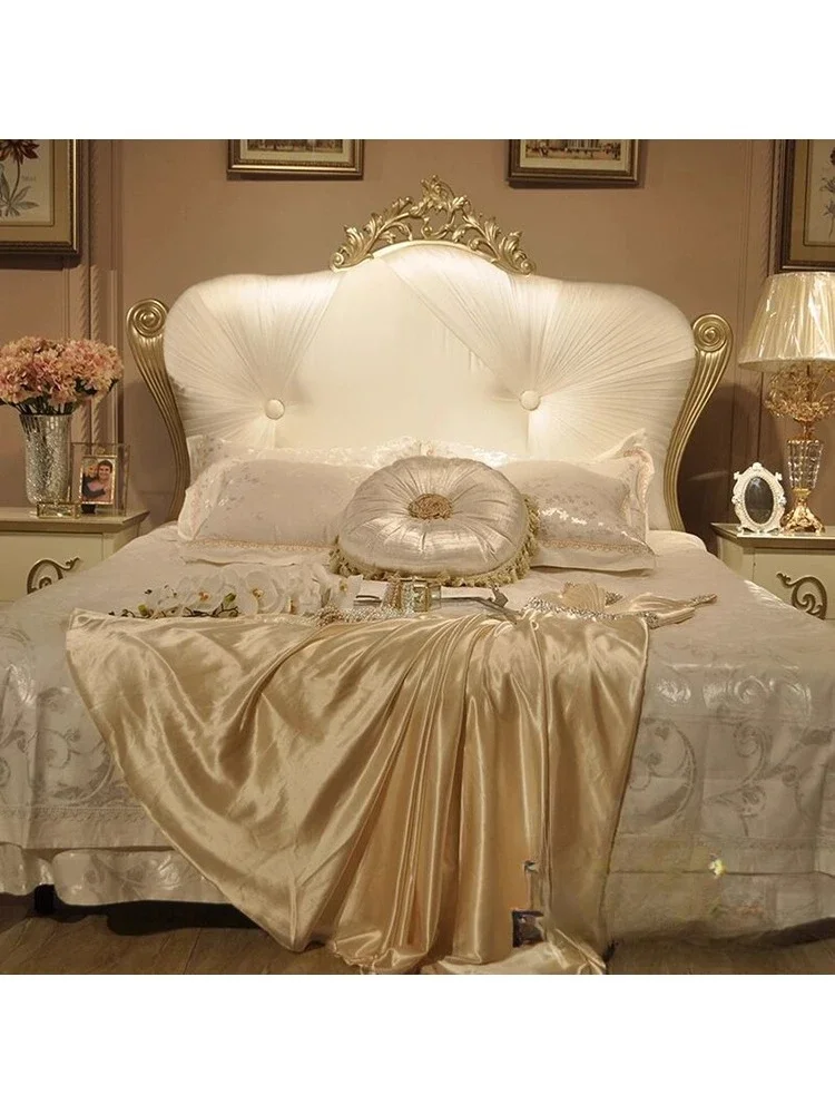 European court French furniture solid wood European high-end silk double 1.8 meters wedding bed master bedroom carved princess b