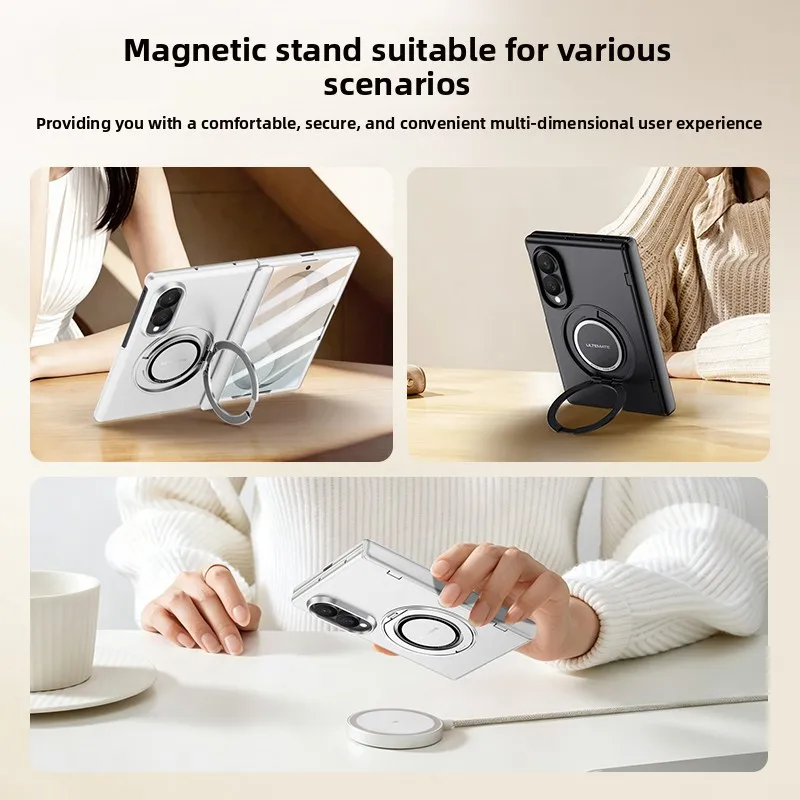 360 Rotating Magnetic Kickstand Case for Samsung Z Fold 8 Wide Tempered Glass for Magsafe Axis Protection Ring Holder Cover - view 6