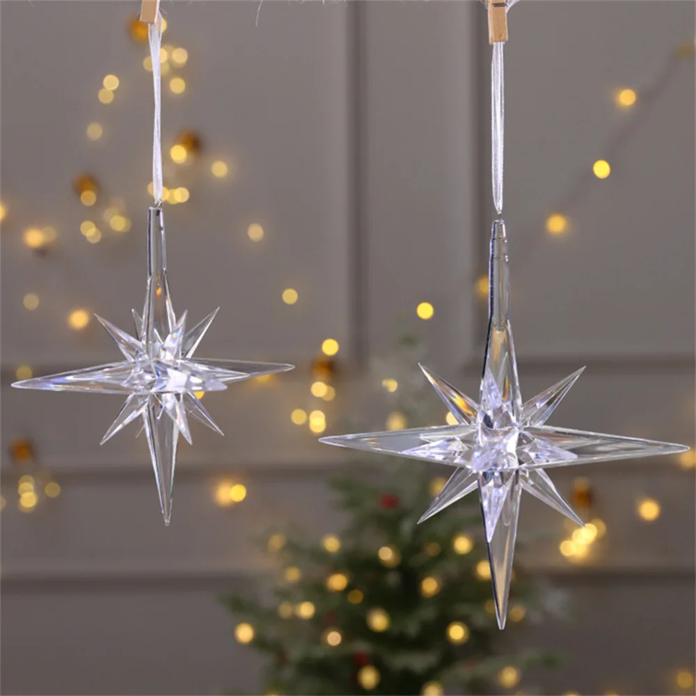 Christmas Hanging Snowflakes Decoration Acrylic Icicle Crystal Ornaments for Christmas Tree Winter New Year Party Decor Supplies