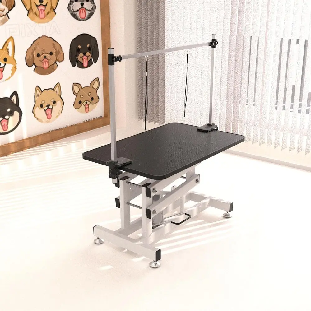 Hydraulic Pet Grooming Table with Adjustable Arm Heavy Duty Z Lit Structure Max Load 330lbs Proional Dog Grooming Table