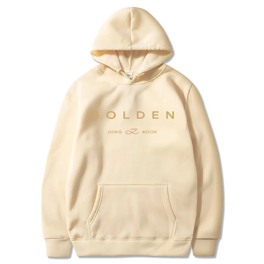 JungKook Golden Hoodie Women Aesthetic Standing Next To You Hoodies Unisex Album Letter Print Golden Pullovers Sweatshirts Korea