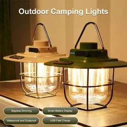 Mini lanterne sospese in metallo Vintage 2000mAh lampada da campeggio portatile USB ricaricabile impermeabile lampada da giardino per esterni luce della tenda