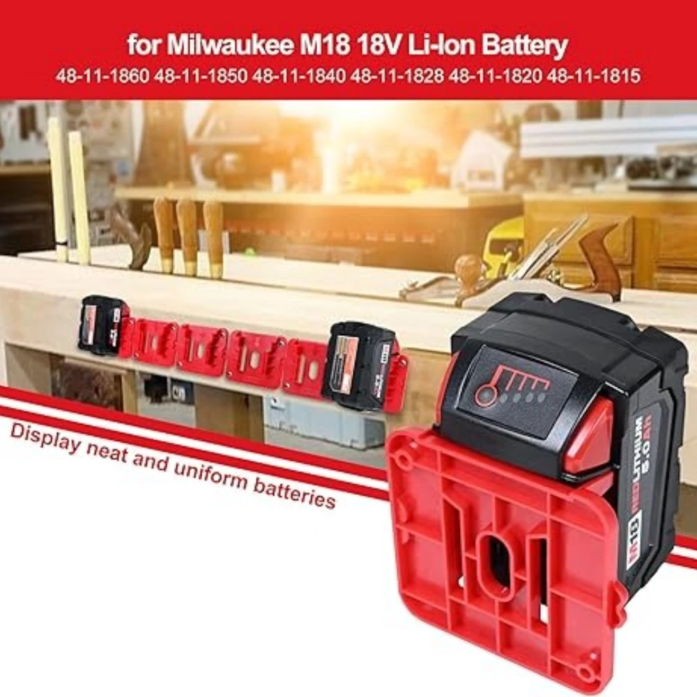 1-15Pcs Battery Mount Holder for Dewalt/Makita/Milwaukee 14.4V 18V Power Tools Lithium Battery Storage Fixed Battery Storage