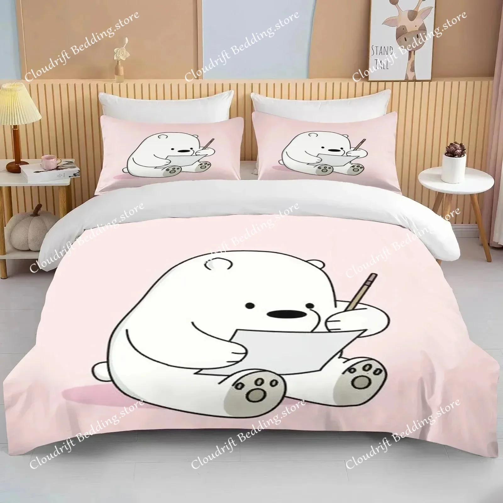 

New Bubu Dudu Cartoon Cute Bear Kawaii Christmas Gift King Twin Double Child Bedding Set Microfiber Or Polyester Duvet Cover Set