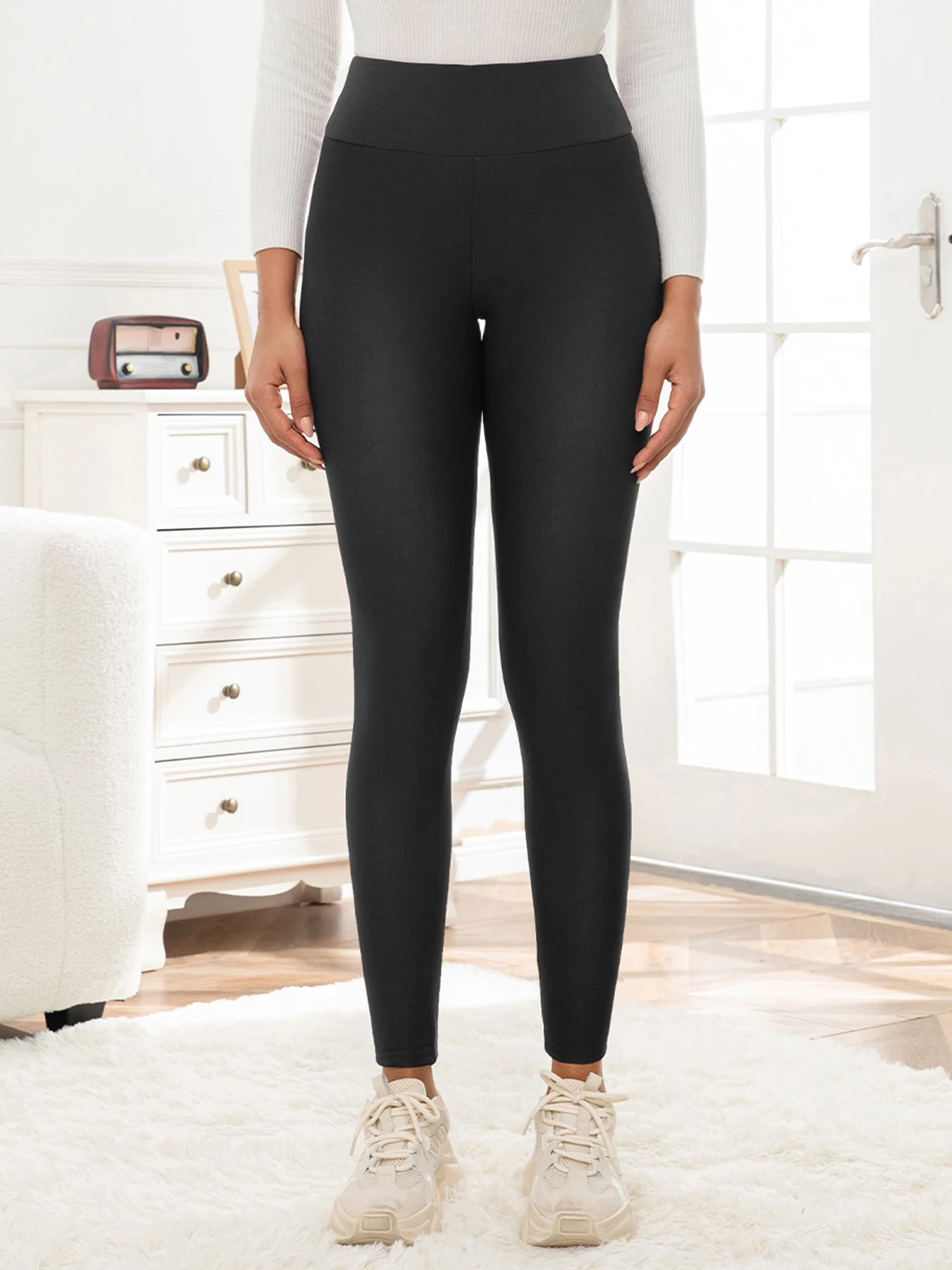 1/2 PCS Celana Fleece Hangat Musim Gugur Musim Dingin Wanita Legging Pinggang Tinggi Beludru Tebal Ketat Elastis Ramping Mencegah Dingin