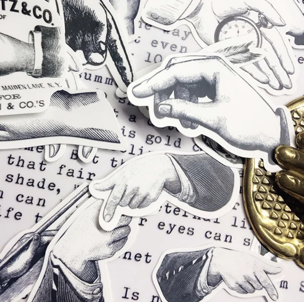 Pegatinas decorativas de álbum de recortes DIY, diario de chatarra, planificador feliz, mano Vintage de dama, 22 piezas