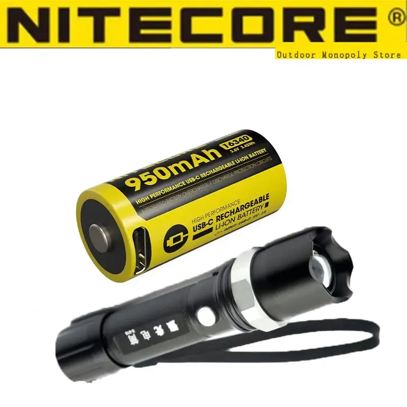 NITECORE NL169R 950mAh 3.6V RCR123A wysokowydajny akumulator USB-C 16340 baterii