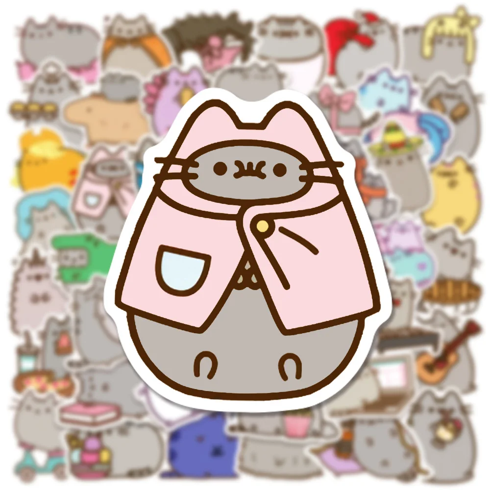 50 Stück Pusheen Anime-Aufkleber, wasserdicht, für Graffiti, Skateboard, Notizbuch, Handy, niedliche Dekorationsaufkleber, Spielzeug – Detail 12