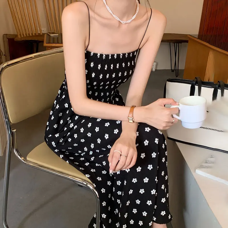 Chic Summer Fre Daisy Print A-Line Strapl Dr Vita alta Dimagrante Damigella d'onore Dr Coreano Sle Nessun registro del marchio