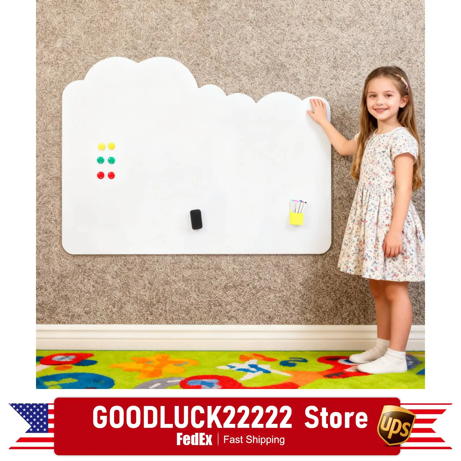 ملصق سبورة بيضاء مغناطيسي، 88 × 120 سم لوحة مسح جاف، تصميم على شكل سحابة سبورة بيضاء ذاتية اللصق وقابلة للإزالة #1