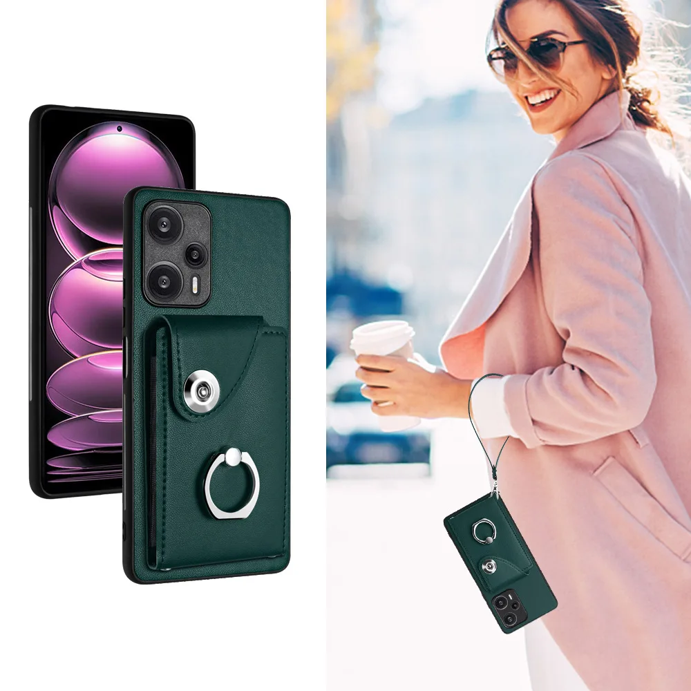 Wrist Strap Leather Ring Phone Case For Samsung Galaxy Wide 8 7 6 Quantum 5 Budy 4 Jump 3 Lanyard Allowable 8 Cards Cover Funda