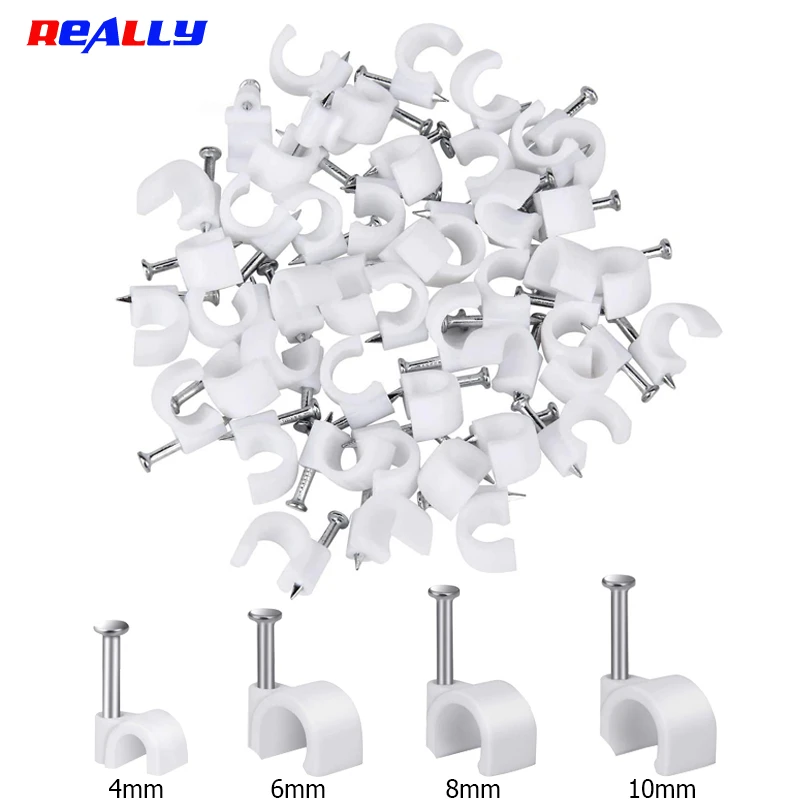 400 Stück 280 Stück Runde Kabelclips Kabelmanagement RG6 CAT6 RJ45 Elektrische Kabelhalter Kreisförmig 4mm 6mm 8mm 10mm – Detail 1