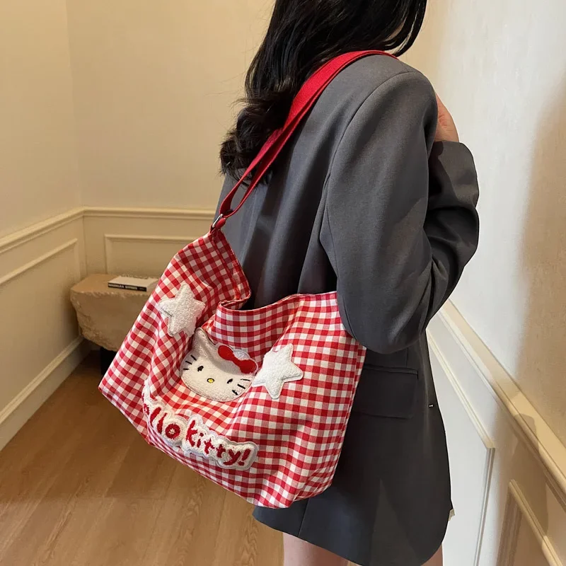 لطيف مرحبا كيتي حقيبة كتف حقيبة كروسبودي فتاة حمل حقيبة الكرتون سعة كبيرة Crossbody قماش حقائب الطالب للمرأة