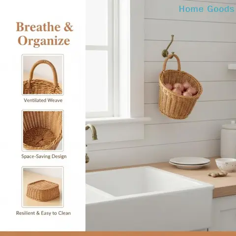 preferredWall Hanging Basket Boho Style Hand-Woven Hanging Storage Baskets Kitchen Gingerproduct